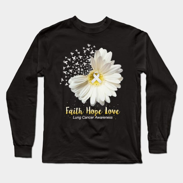 Faith Hope Love Tshirt Lung Cancer Awarenesss Long Sleeve T-Shirt by eldridgejacqueline